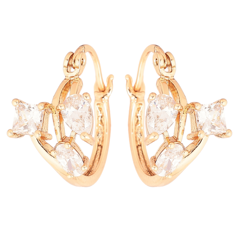 Серьги Xuping Позолота 18K замок-булавка Три кристалла фото №1