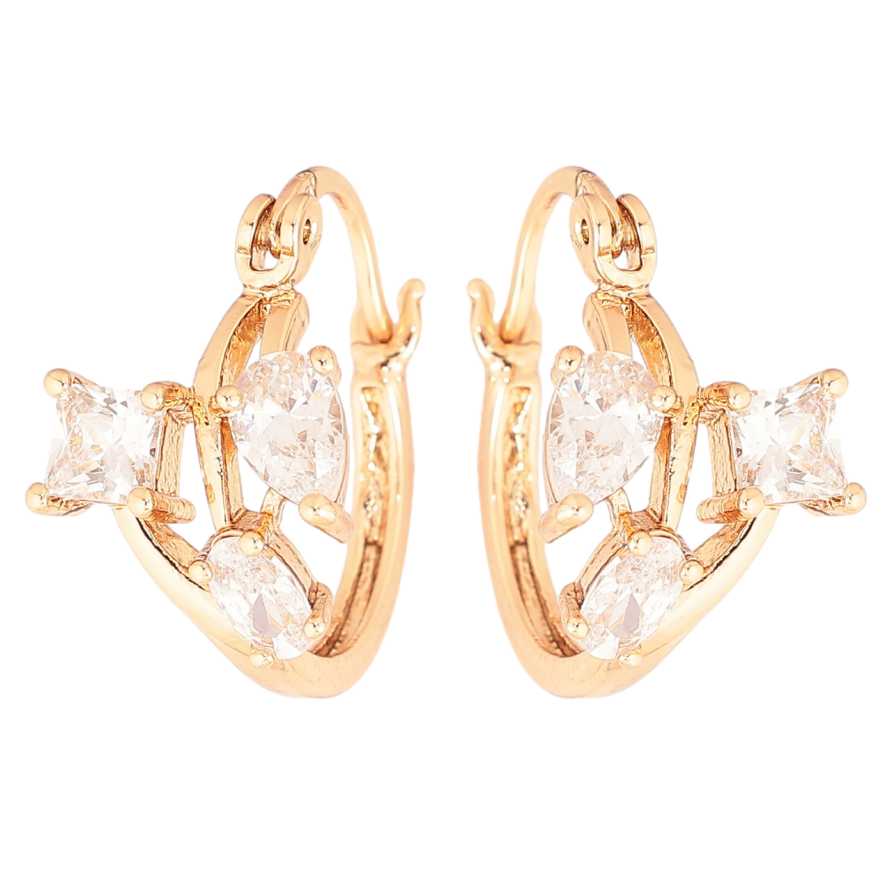 Сережки Xuping Позолота 18K замок-шпилька «Три кристали» фото №1