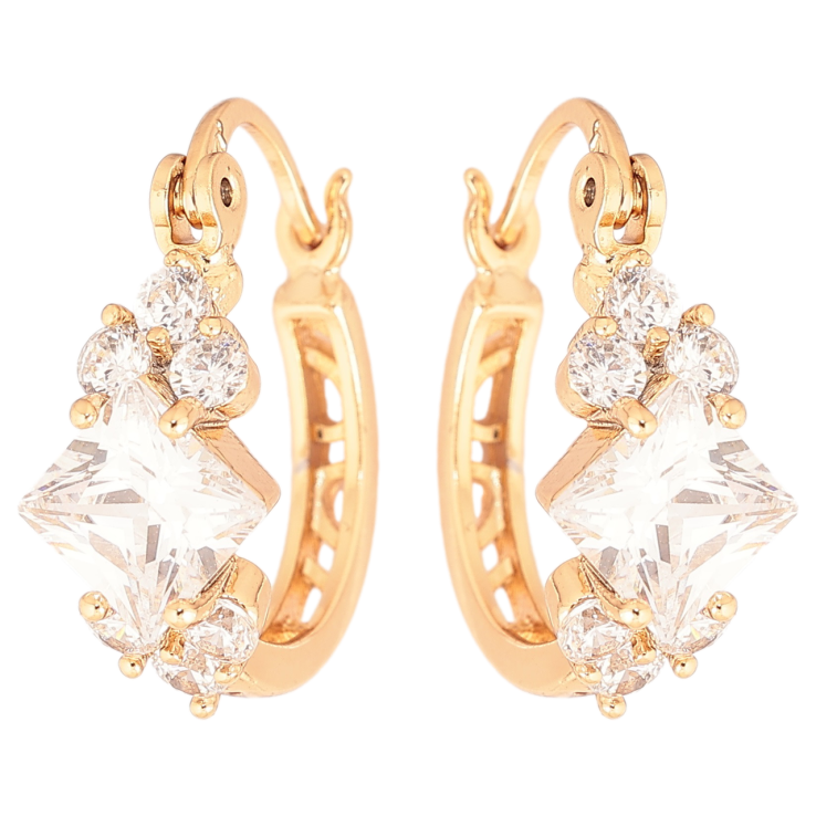 Серьги Xuping Позолота 18K замок-булавка Узор из кристаллов фото №5