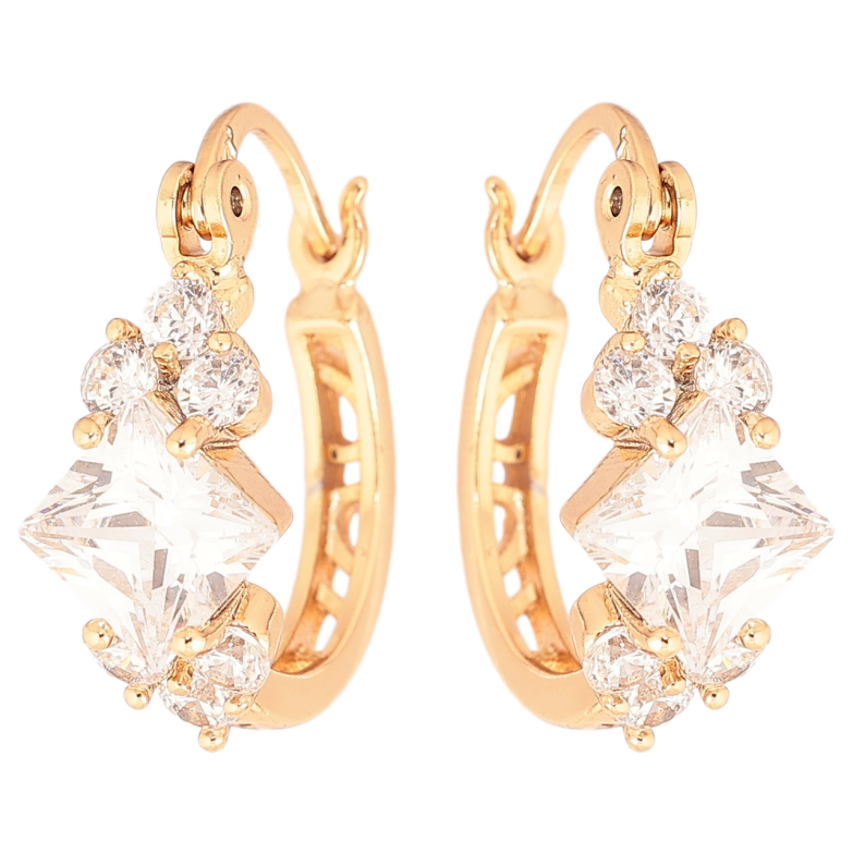 Сережки Xuping Позолота 18K замок-шпилька «Візерунок з кристалів» фото №7