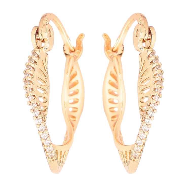 Сережки Xuping Позолота 18K замок-шпилька «Різьблений візерунок з доріжками кристалів» фото №20