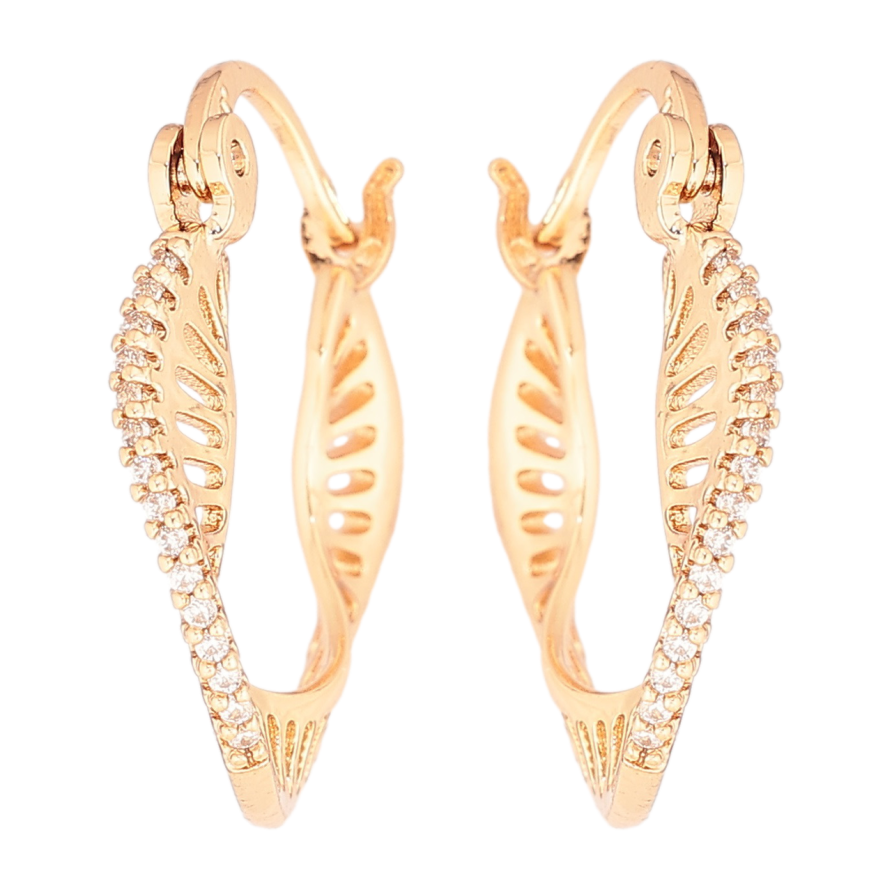 Сережки Xuping Позолота 18K замок-шпилька «Різьблений візерунок з доріжками кристалів» фото №1