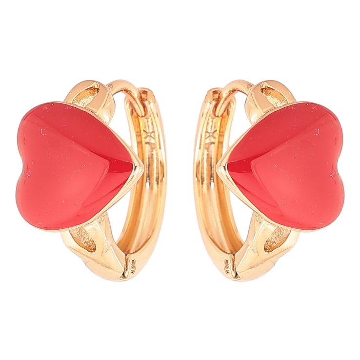 Сережки Xuping Позолота 18K колечка Сердечка з червоною емаллю» фото №12
