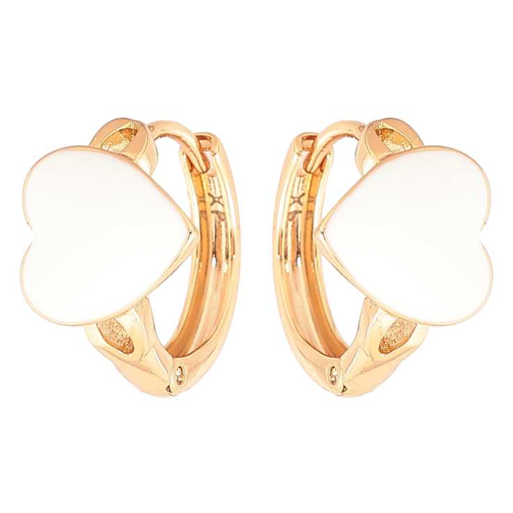 Сережки Xuping Позолота 18K колечка Сердечка з білою емаллю» фото №15