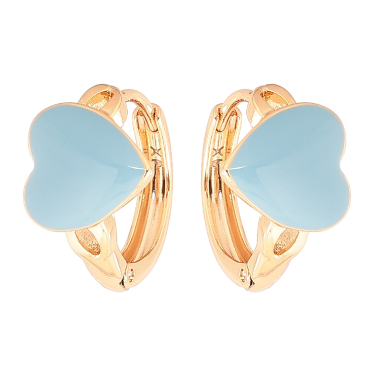 Сережки Xuping Позолота 18K колечка Сердечка з блакитною емаллю» фото №14