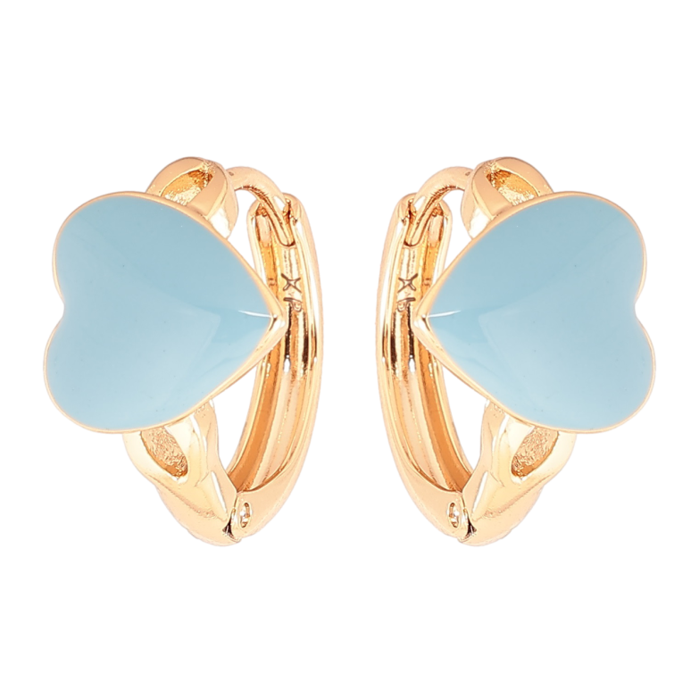 Сережки Xuping Позолота 18K колечка Сердечка з блакитною емаллю» фото №1