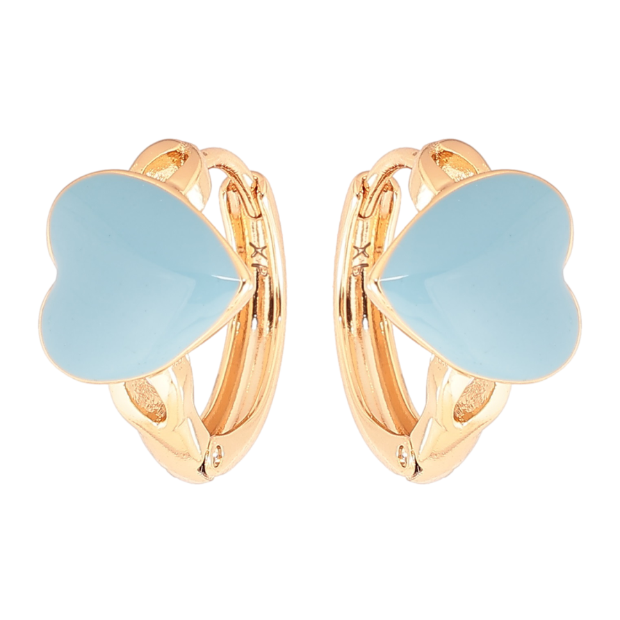 Сережки Xuping Позолота 18K колечка Сердечка з блакитною емаллю» фото №1