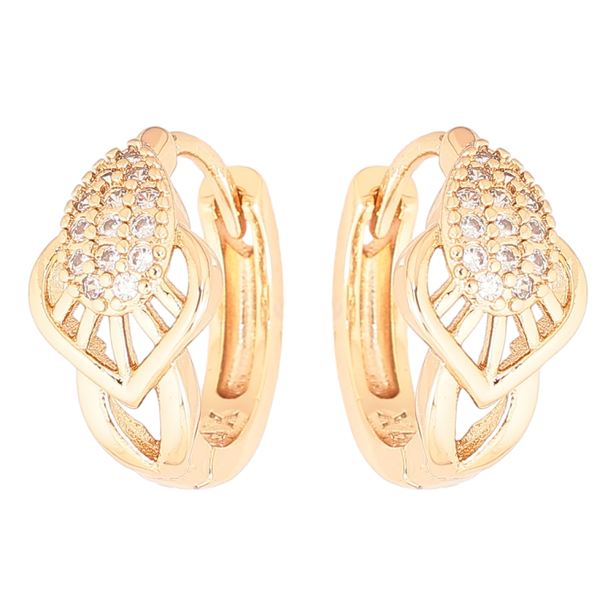 Сережки Xuping Позолота 18K колечка «Декоративний візерунок з кристалами» фото №1
