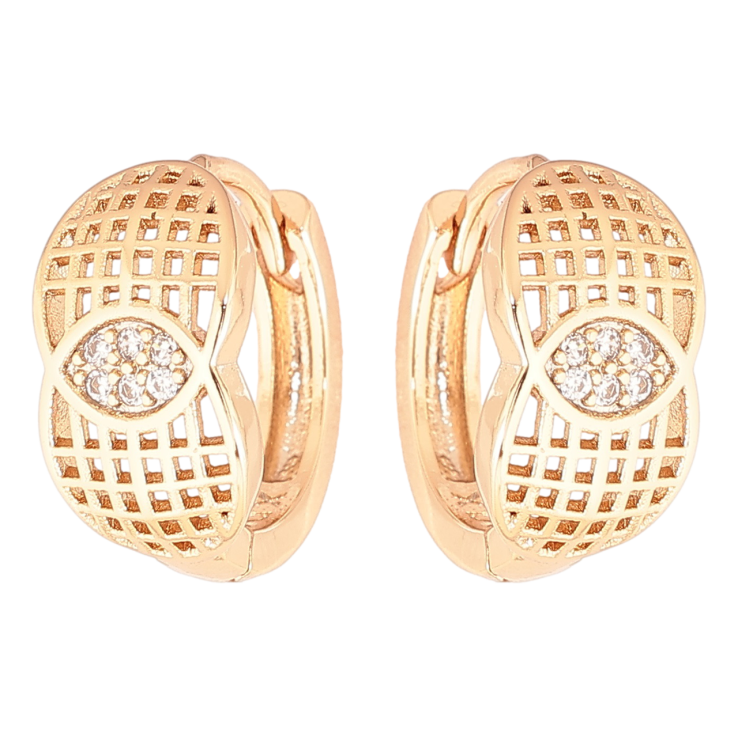 Сережки Xuping Позолота 18K колечка «Різьблений візерунок з кристалами» фото №7