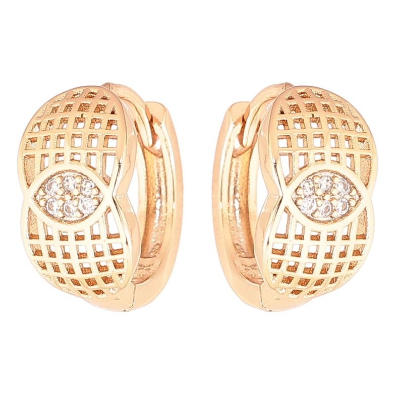 Сережки Xuping Позолота 18K колечка «Різьблений візерунок з кристалами» фото №1