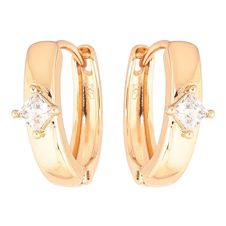 Серьги Xuping Позолота 18K колечки Узор с кристаллом фото №1