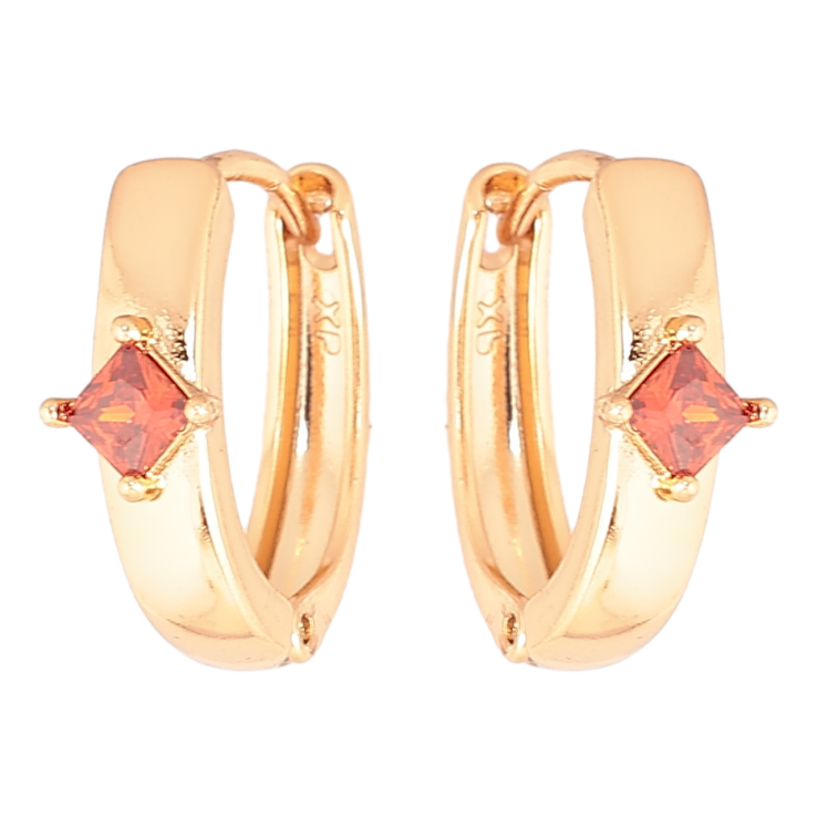 Серьги Xuping Позолота 18K колечки Узор с красным кристаллом фото №17