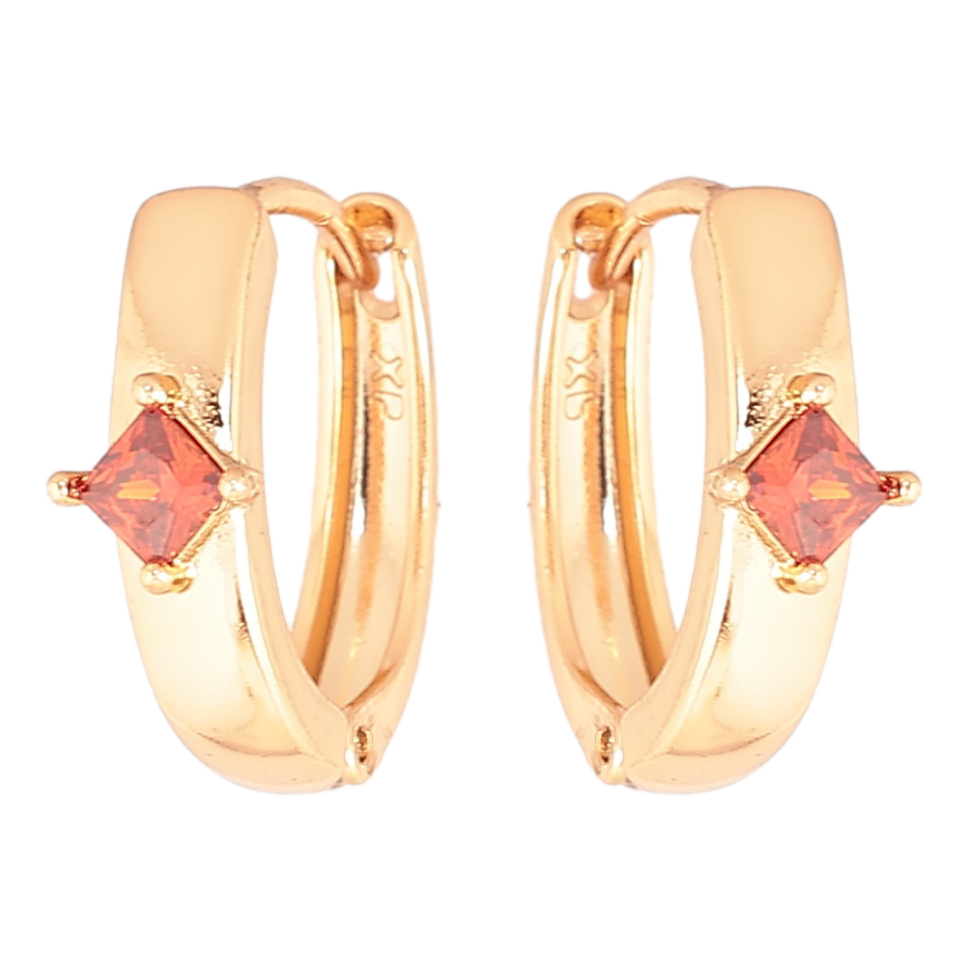 Серьги Xuping Позолота 18K колечки Узор с красным кристаллом фото №1