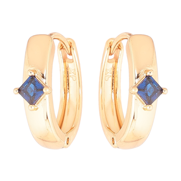 Серьги Xuping Позолота 18K колечки Узор с синим кристаллом фото №13