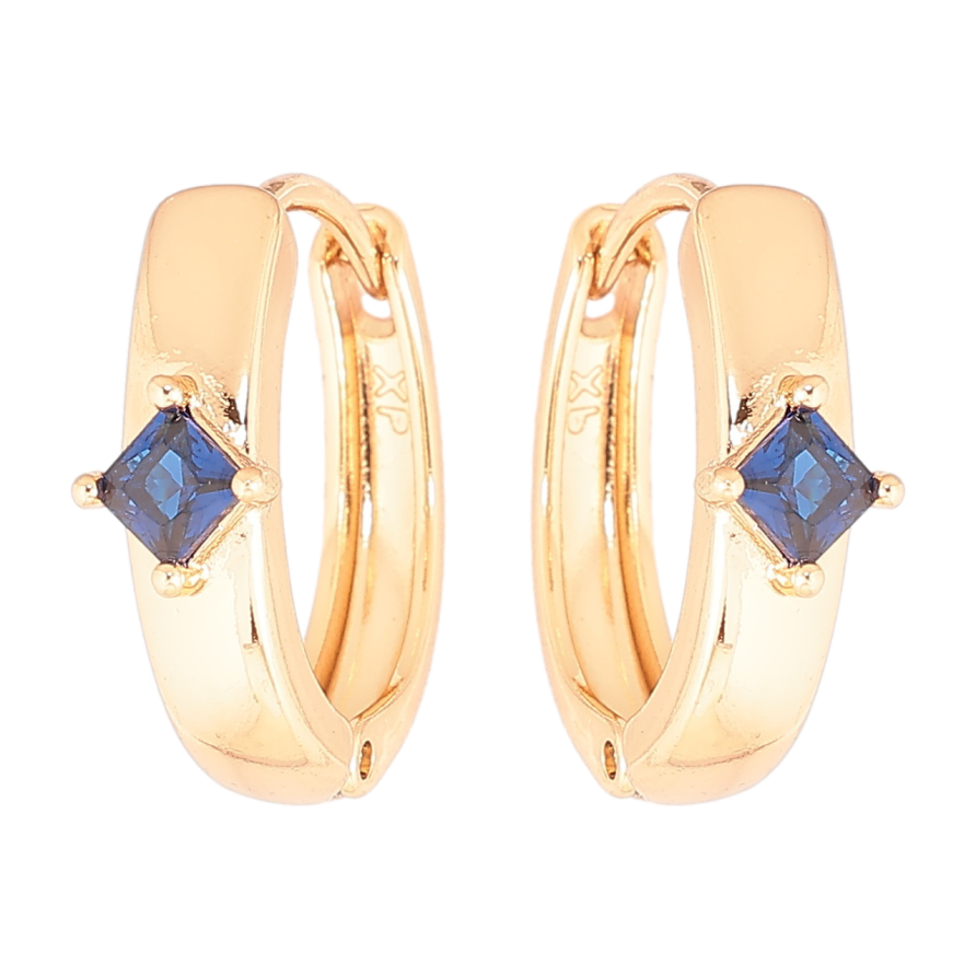 Серьги Xuping Позолота 18K колечки Узор с синим кристаллом фото №1