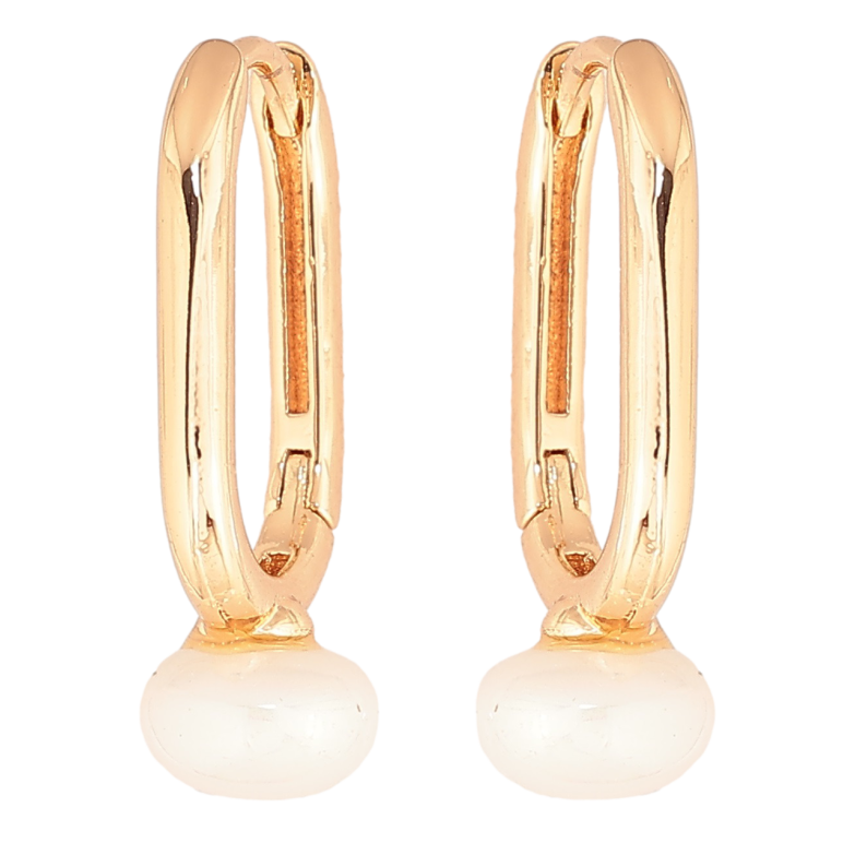 Сережки Xuping Позолота 18K колечка «Овали з перлинами» фото №1