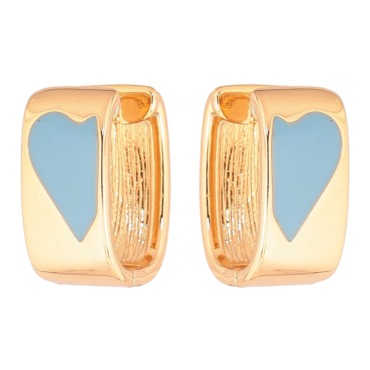 Серьги Xuping Позолота 18K колечки Узор сердечки с голубой эмалью фото №12