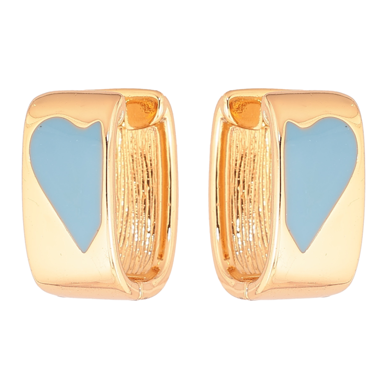 Сережки Xuping Позолота 18K колечка «Візерунок сердечка з блакитною емаллю» фото №1