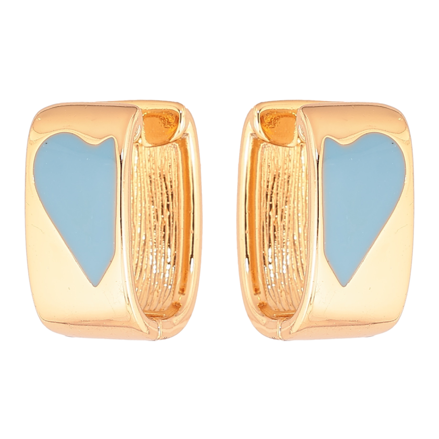 Серьги Xuping Позолота 18K колечки Узор сердечки с голубой эмалью фото №1