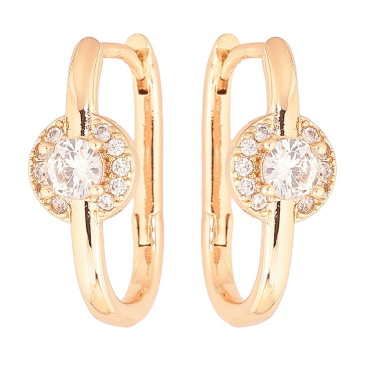 Серьги Xuping Позолота 18K колечки Овальные с кристальным узором фото №5