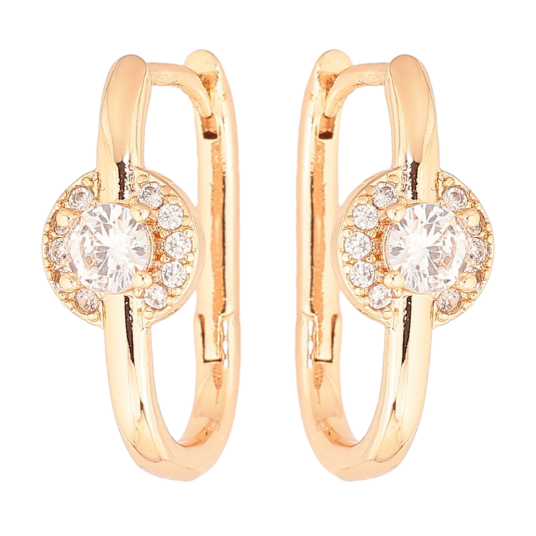 Серьги Xuping Позолота 18K колечки Овальные с кристальным узором фото №1
