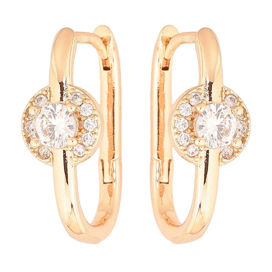 Серьги Xuping Позолота 18K колечки Овальные с кристальным узором фото №1