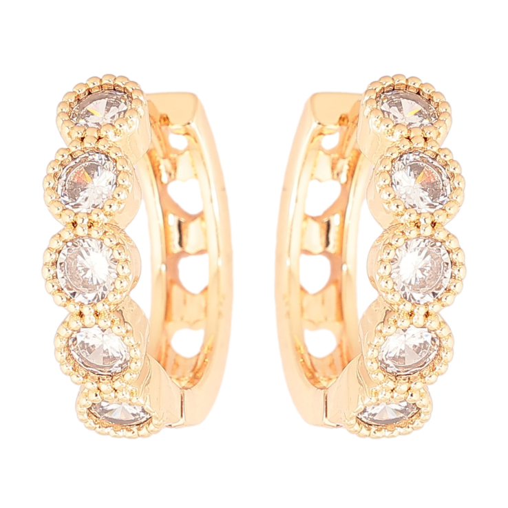 Серьги Xuping Позолота 18K колечки Дорожки кристаллов фото №4