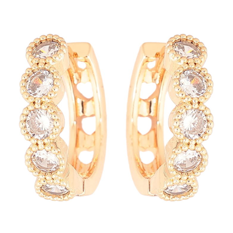 Сережки Xuping Позолота 18K колечка «Доріжки кристалів» фото №1