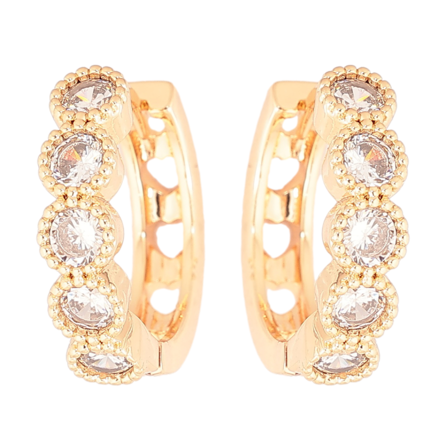 Серьги Xuping Позолота 18K колечки Дорожки кристаллов фото №1