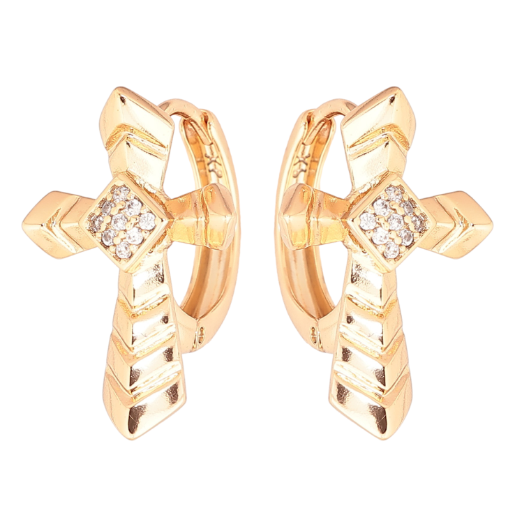 Серьги Xuping Позолота 18K колечки Крестики фото №25