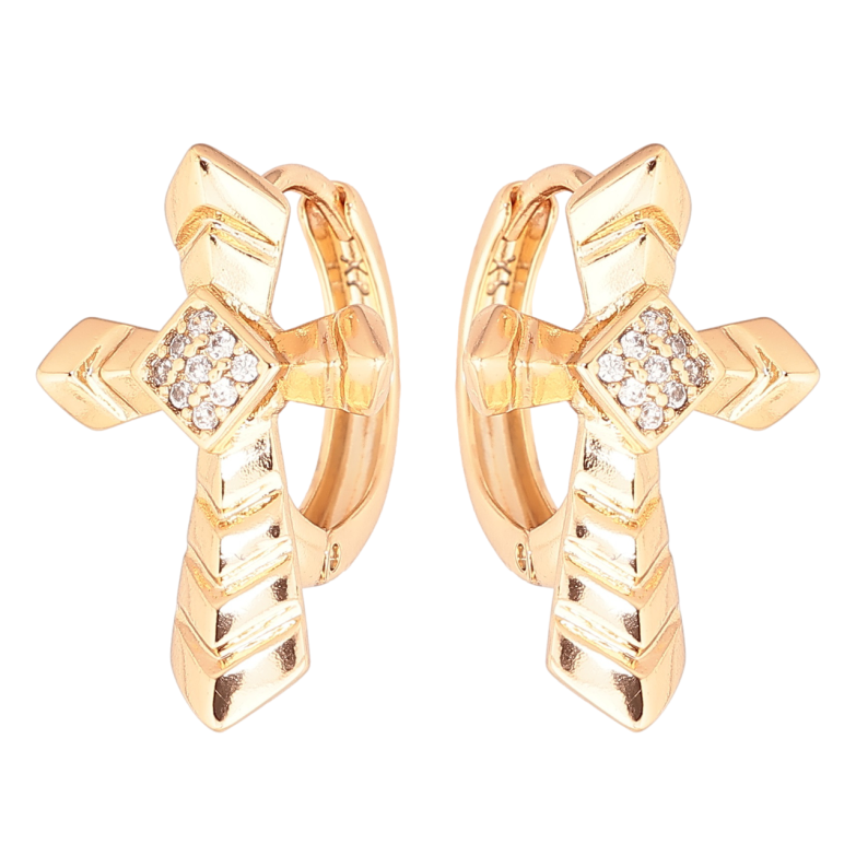 Серьги Xuping Позолота 18K колечки Крестики фото №1