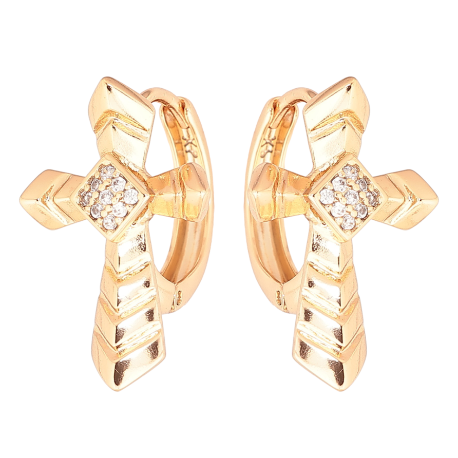 Серьги Xuping Позолота 18K колечки Крестики фото №1