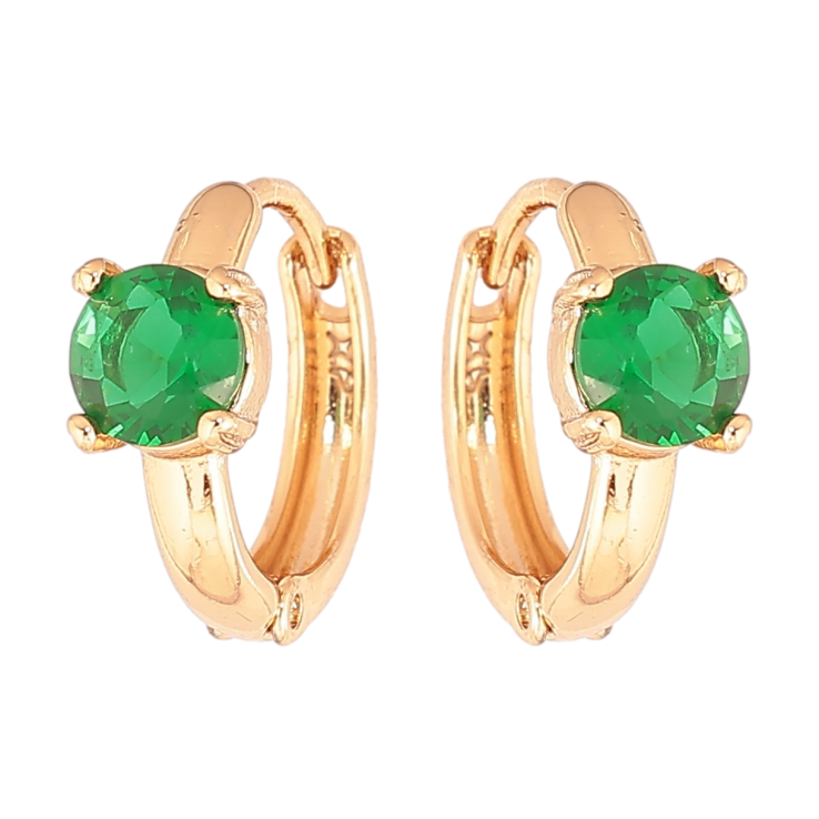 Сережки Xuping Позолота 18K колечка «Зелені кристали» фото №21