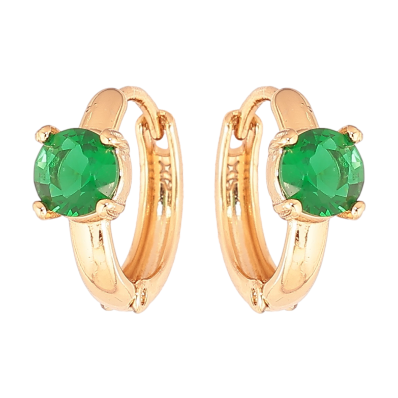 Серьги Xuping Позолота 18K колечки Зеленые кристаллы фото №5