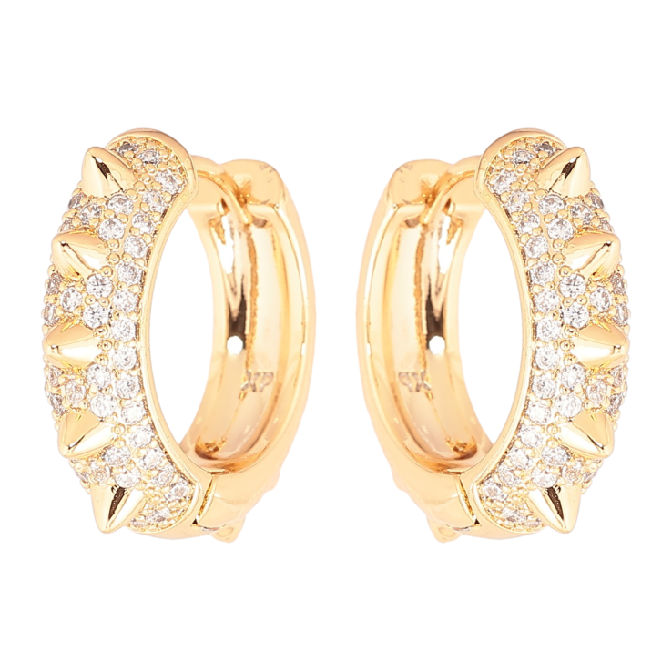 Серьги Xuping Позолота 18K колечки Инкрустация кристаллами с шипами фото №5