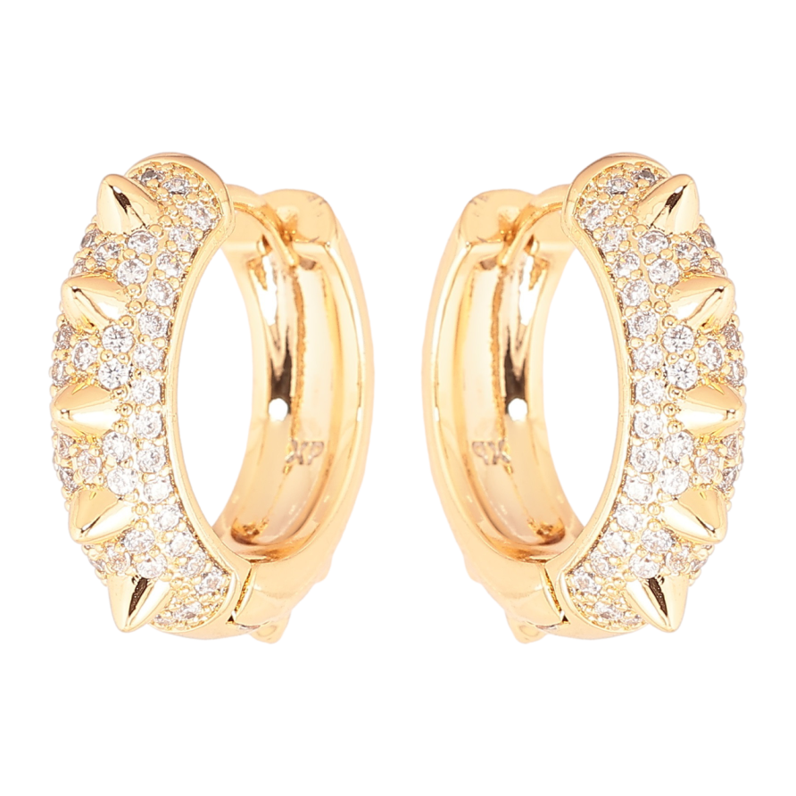 Серьги Xuping Позолота 18K колечки Инкрустация кристаллами с шипами фото №1