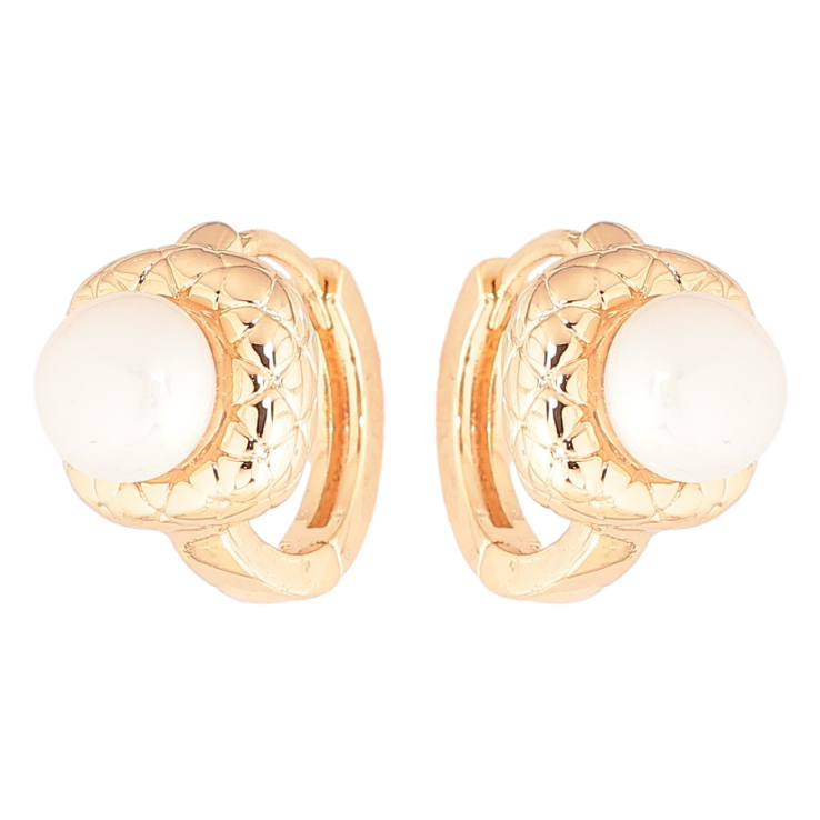 Сережки Xuping Позолота 18K колечка «Перлини в декоративній оправі» фото №10