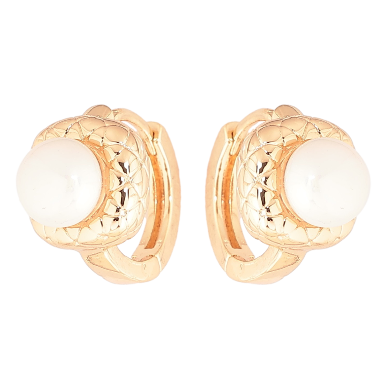 Сережки Xuping Позолота 18K колечка «Перлини в декоративній оправі» фото №3