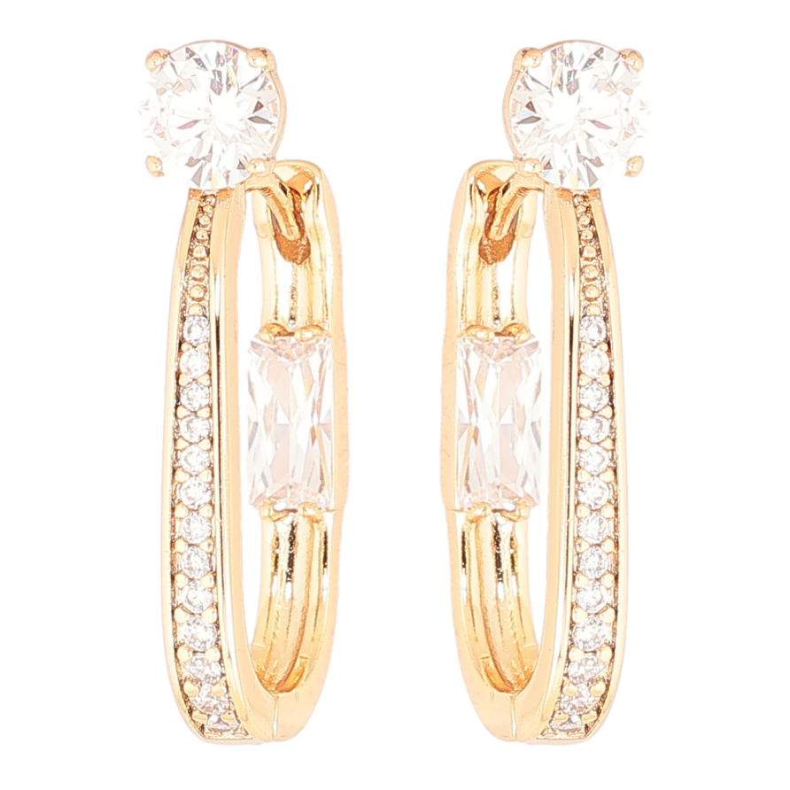 Серьги Xuping Позолота 18K колечки Кристальные дорожки фото №1