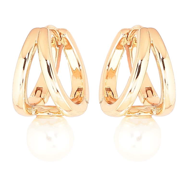 Серьги Xuping Позолота 18K колечки Узор с жемчужинами фото №1