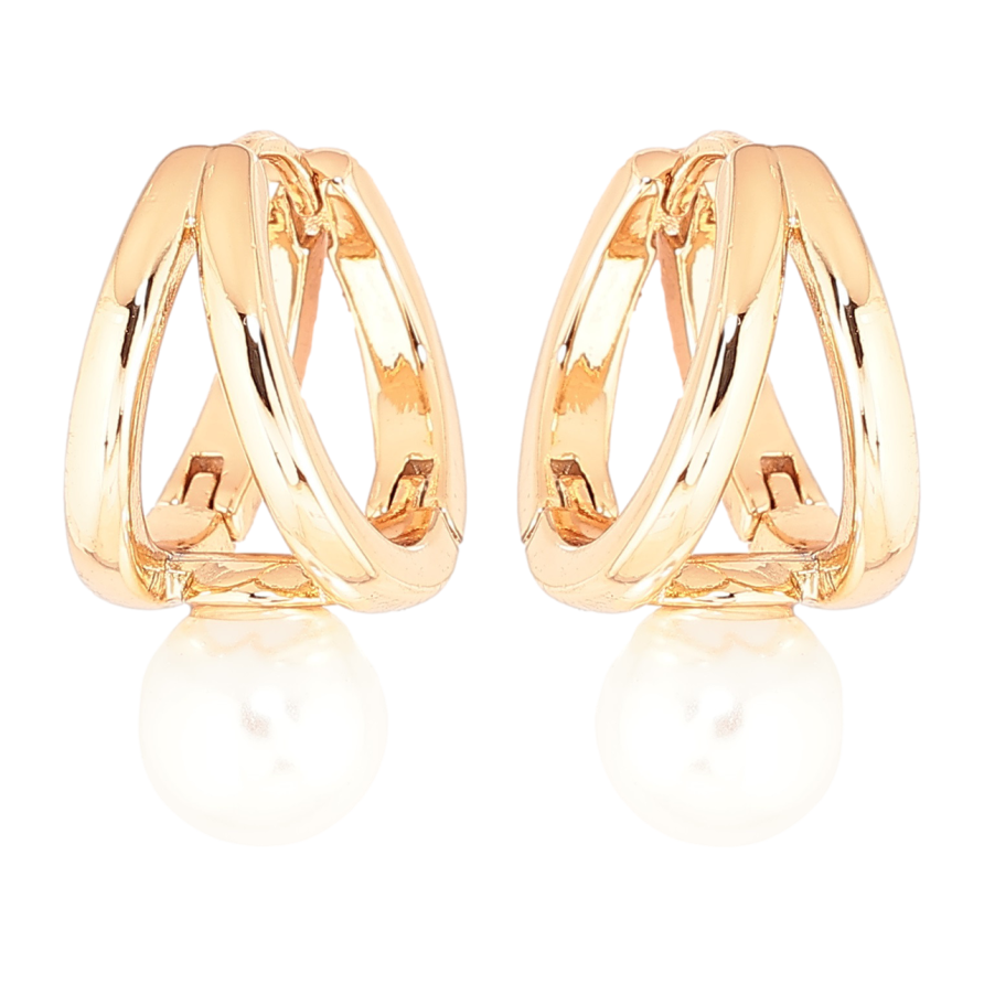 Серьги Xuping Позолота 18K колечки Узор с жемчужинами фото №1