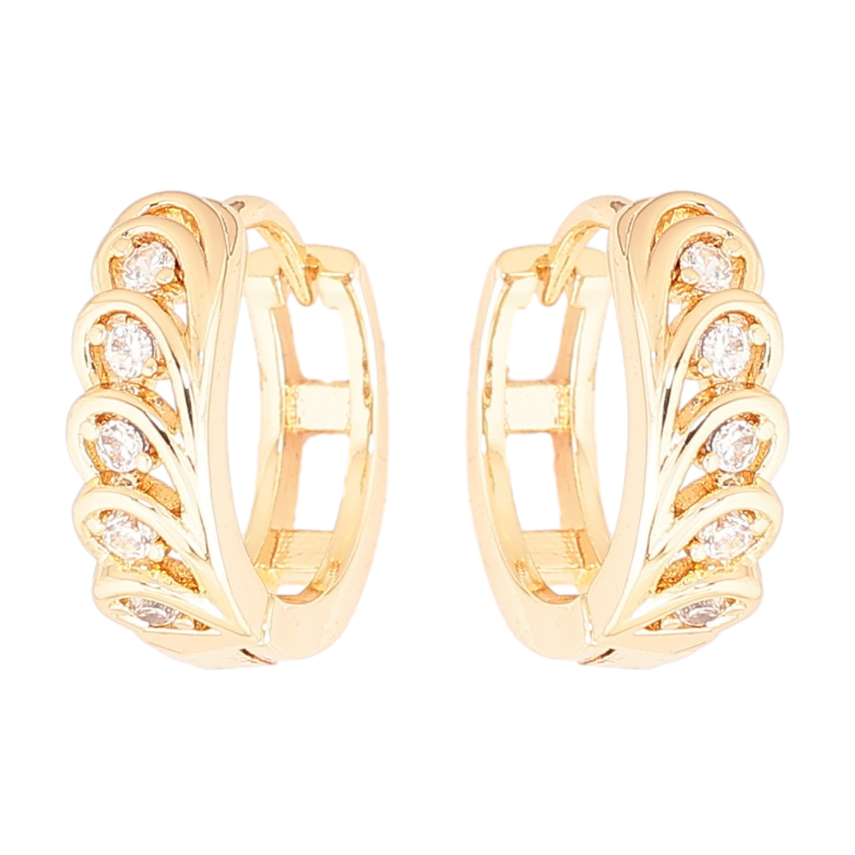 Сережки Xuping Позолота 18K колечка «Візерунок з кристалами» фото №1