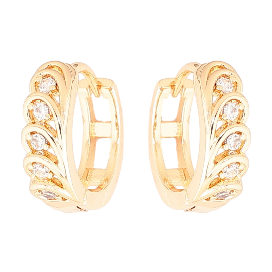 Серьги Xuping Позолота 18K колечки Узор с кристаллами фото №1