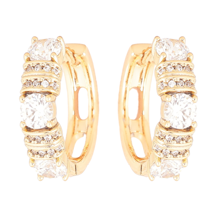 Сережки Xuping Позолота 18K колечка «Інкрустація кристалами» фото №4