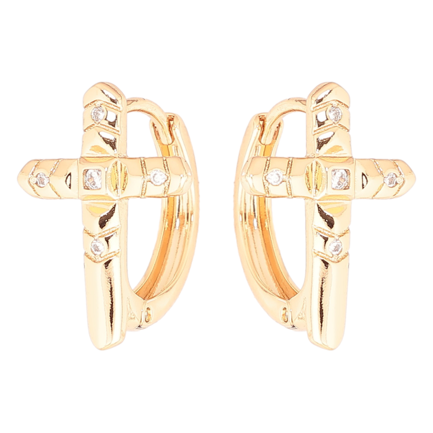 Серьги Xuping Позолота 18K колечки Крестики фото №1