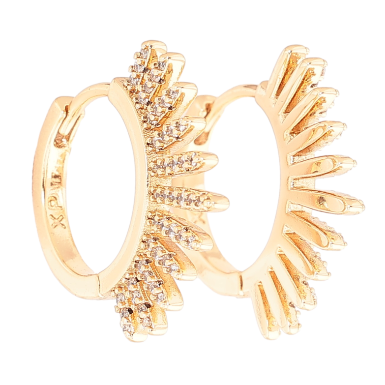 Сережки Xuping Позолота 18K колечка «Променистий бічний візерунок з кристалами» фото №1