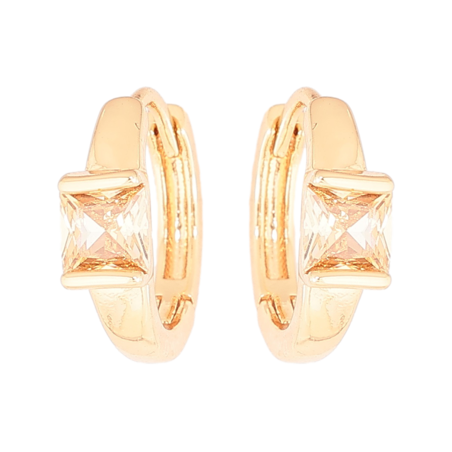 Серьги Xuping Позолота 18K колечки Вставки золотистые кристаллы фото №1