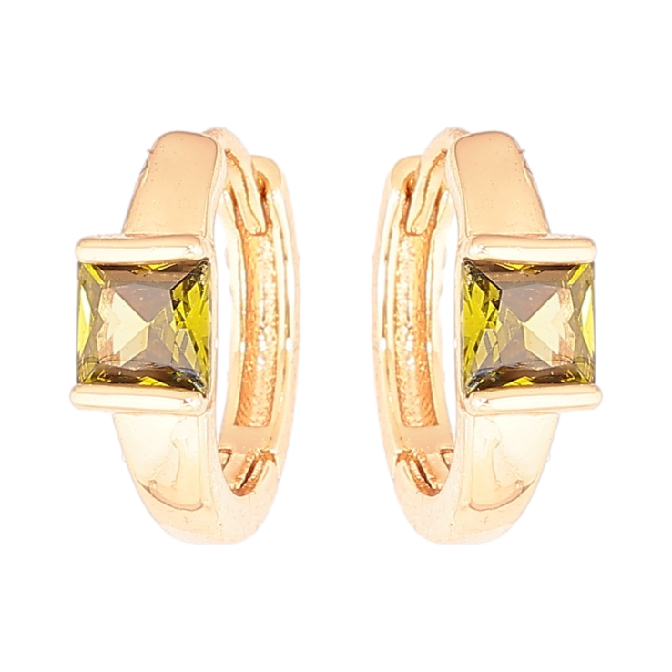 Сережки Xuping Позолота 18K колечка «Вставки зелені кристали» фото №15