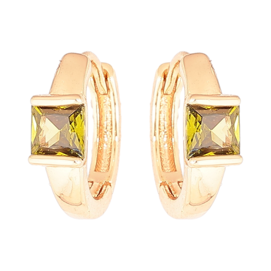 Серьги Xuping Позолота 18K колечки Вставки зеленые кристаллы фото №1
