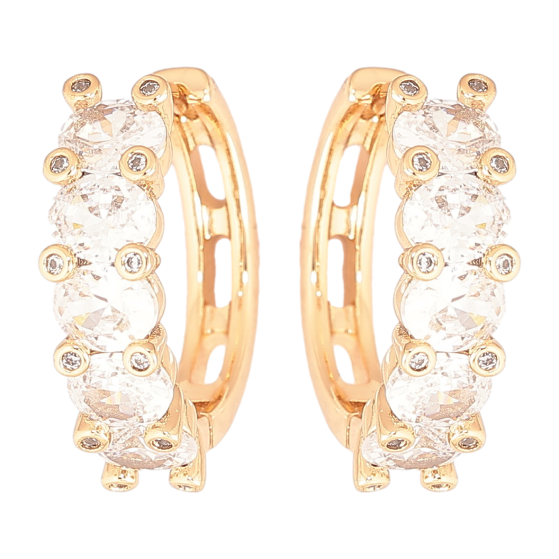 Серьги Xuping Позолота 18K колечки Дорожки кристаллов фото №1